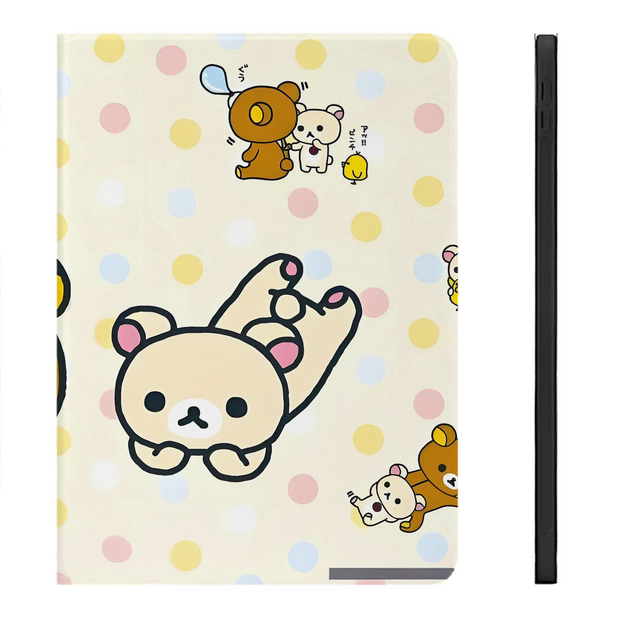 （画像用） リラックマ リラックマ キイロイトリ Rilakkuma Korilakkuma Kiiroitori IPadケース ペンホルダー付き ブックスタイルデザイン